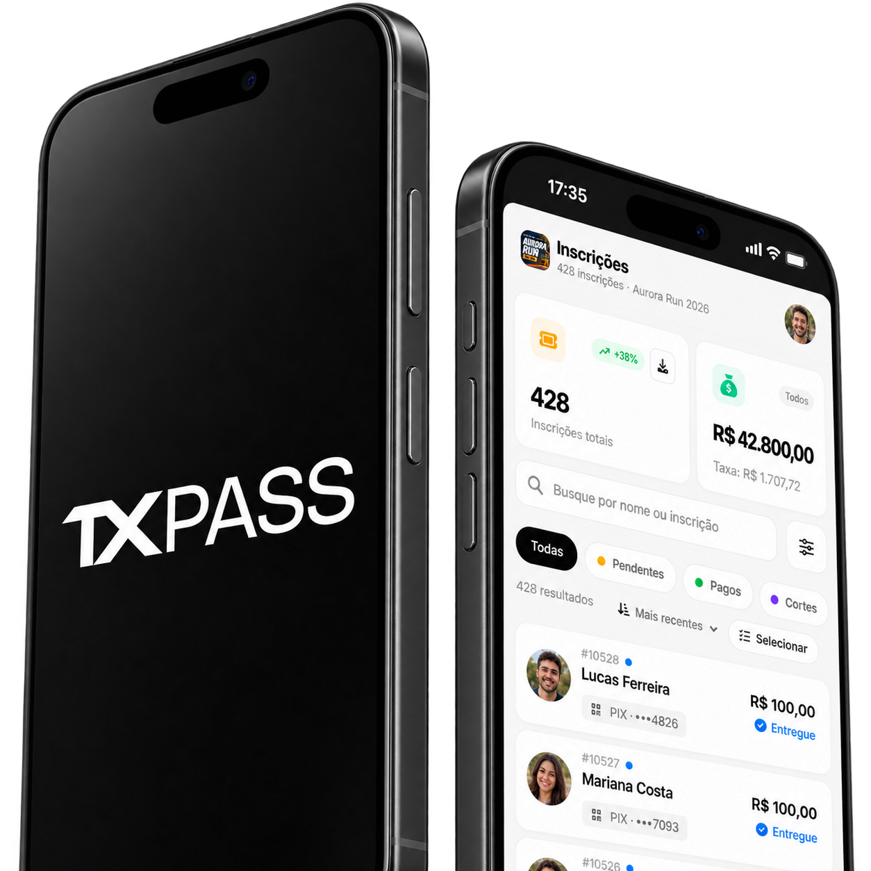 Telas da plataforma TXPASS