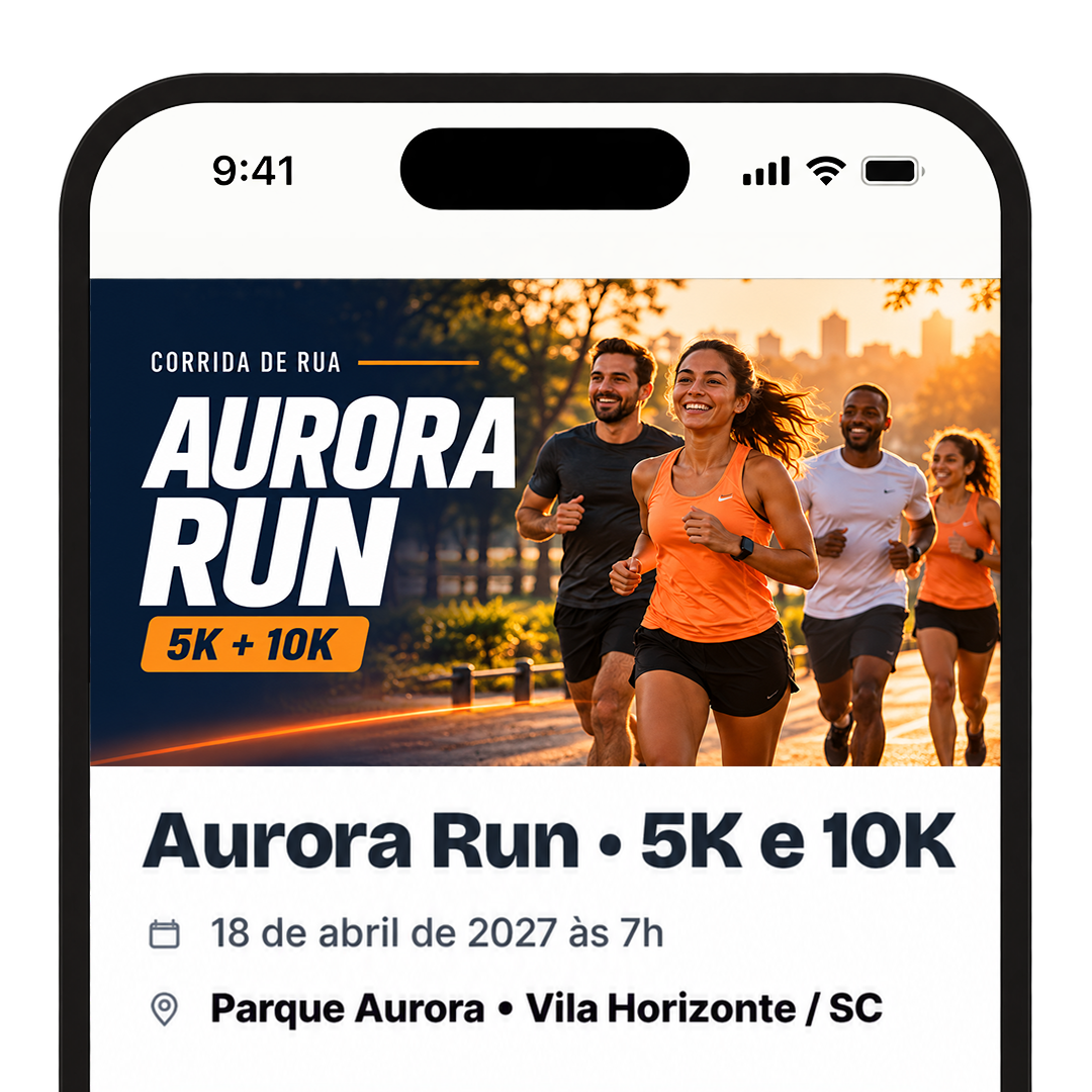 Página de inscrição de um evento de corrida na TXPASS, vista no celular